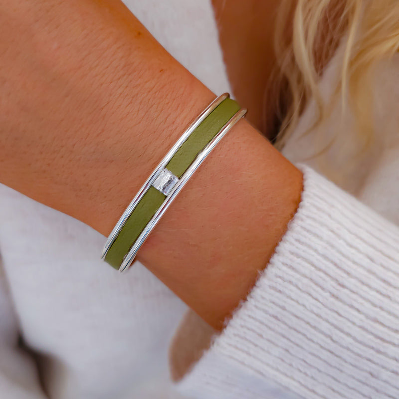 Olive silver cuff